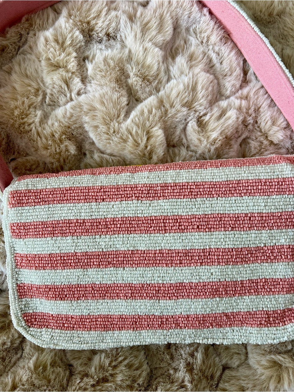NWT America & Beyond Lemon Beaded Shoulder Bag in Pink, Yellow & White - Picture 11 of 14